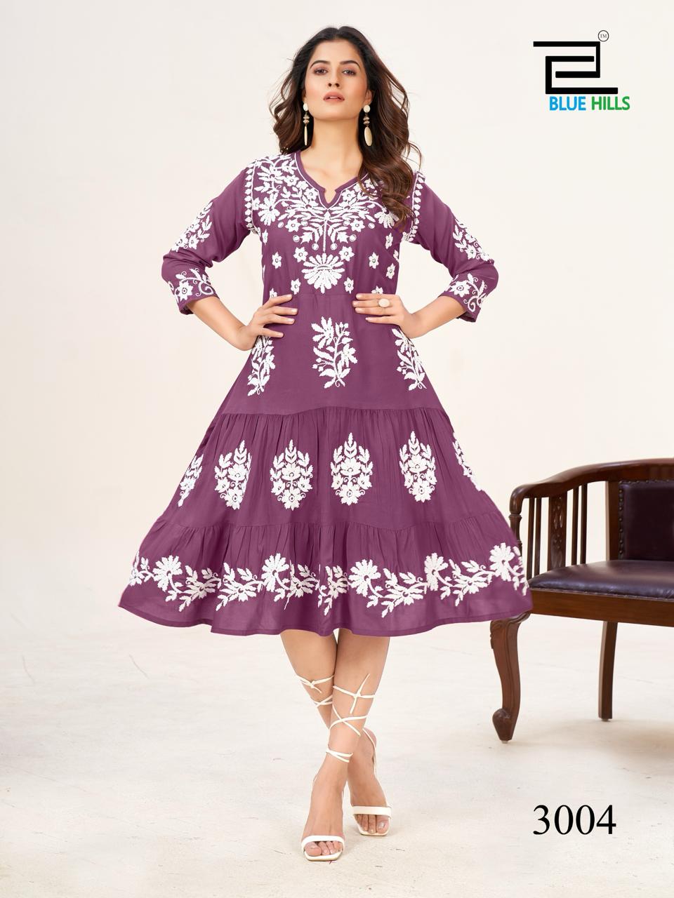 Kiara Vol 3 By Blue Hills Rayon Printed Anarkali Kurtis Wholesale Market
